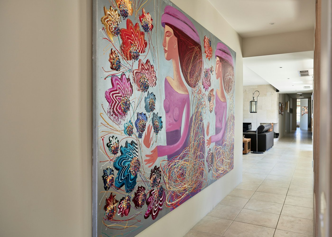 Grande toile imprimée en décoration de couloir