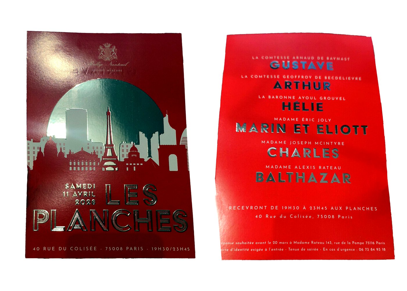 Carton invitation Les Planches recto verso — DPS Boulogne